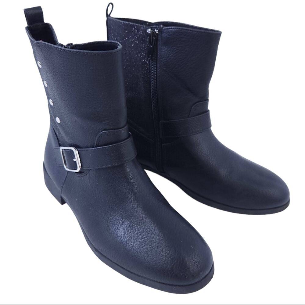 Brash Girls Black Boots Size 4 Vegan Leather, Glitter Side, Chukka Boots, Zip